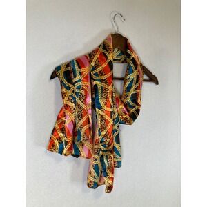 Maximalist Evolve Women OS Multicolor Leopard Chain Print Silky Rectangle Scarf